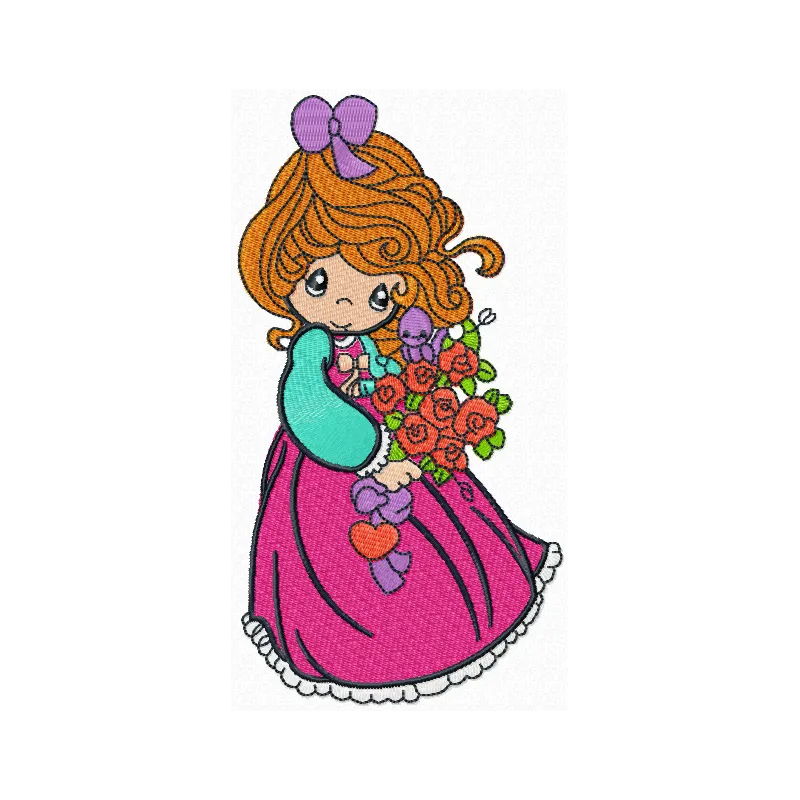 Sweet Girl with Roses Stitching Pattern - Download