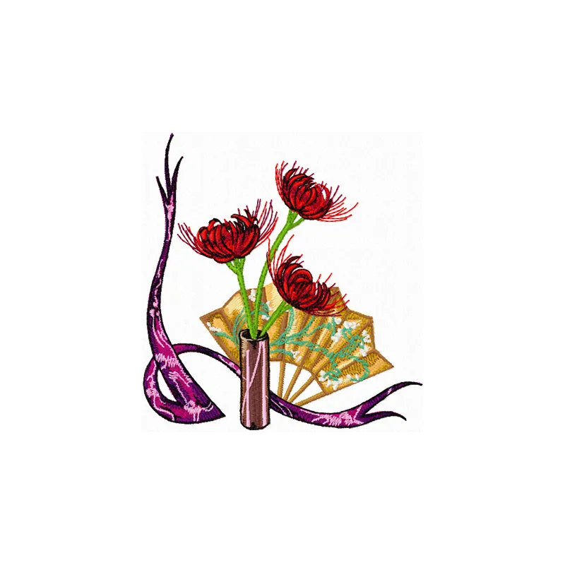 Oriental Composition with Flowers  embroidery design - Embroidery Design