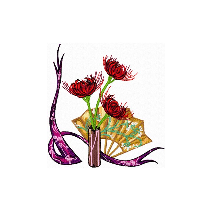 Oriental Composition with Flowers  embroidery design - Embroidery Design