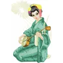 Geisha with Musical Instrument  embroidery design - Embroidery Design