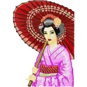 Geisha with Umbrella 3 embroidery design - Embroidery Design