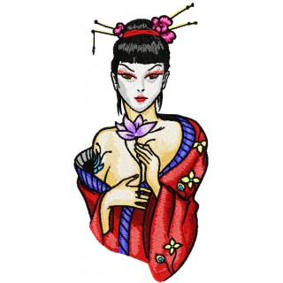 Modern Geisha Yours Forever embroidery design - Embroidery Design