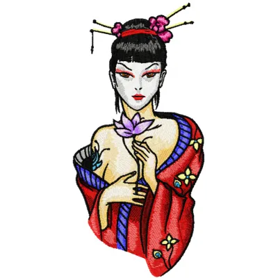 Modern Geisha Yours Forever embroidery design - Embroidery Design