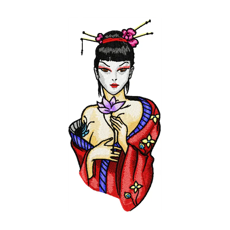 Modern Geisha Yours Forever embroidery design - Embroidery Design