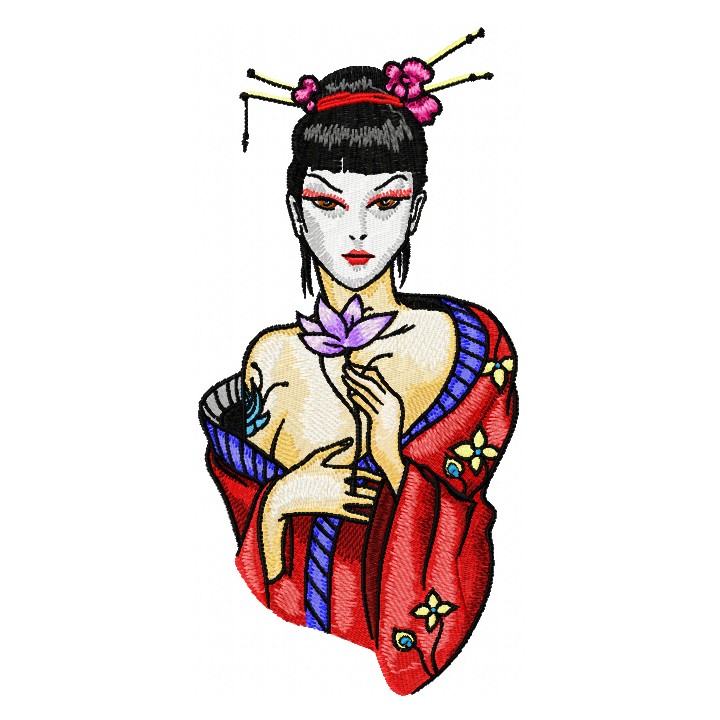 Modern Geisha Yours Forever embroidery design - Embroidery Design