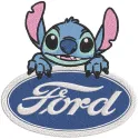 Ford logo featuring intricate Stitch embroidery design, showcasing the brand's iconic emblem.