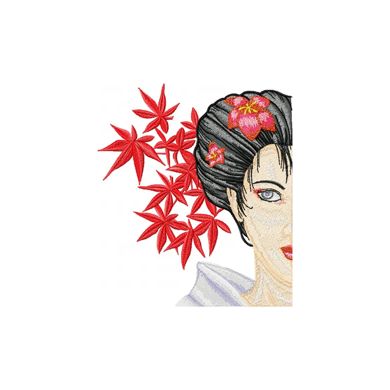 Geisha with Flower 1 embroidery design - Embroidery Design