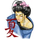 Geisha with Hieroglyphic embroidery design - Embroidery Design