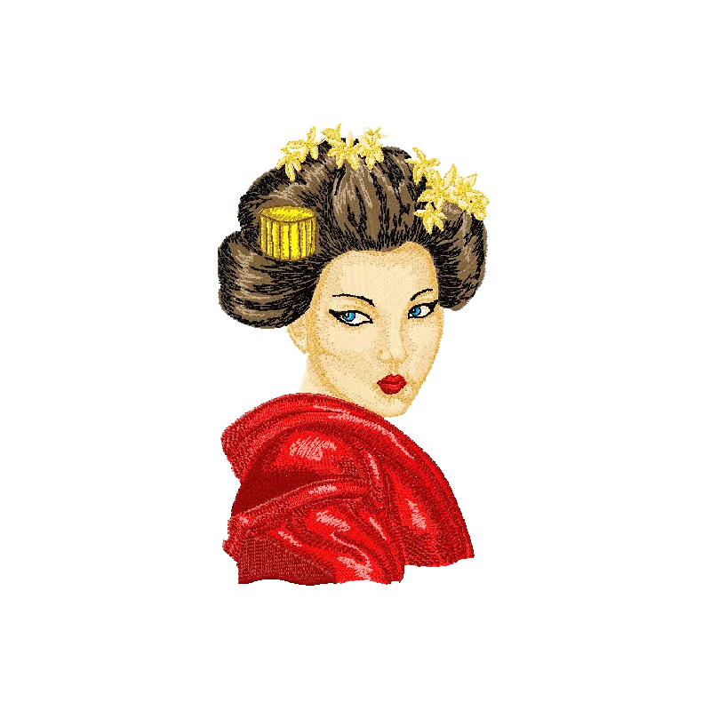 Geisha 4  embroidery design - Embroidery Design