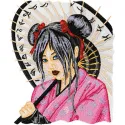 Geisha with Umbrella embroidery design - Embroidery Design