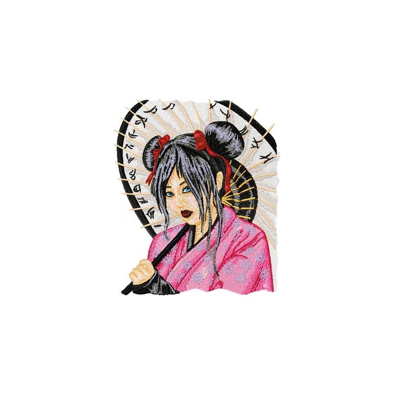 Geisha with Umbrella embroidery design - Embroidery Design