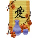 Oriental Vase with Flowers embroidery design - Embroidery Design