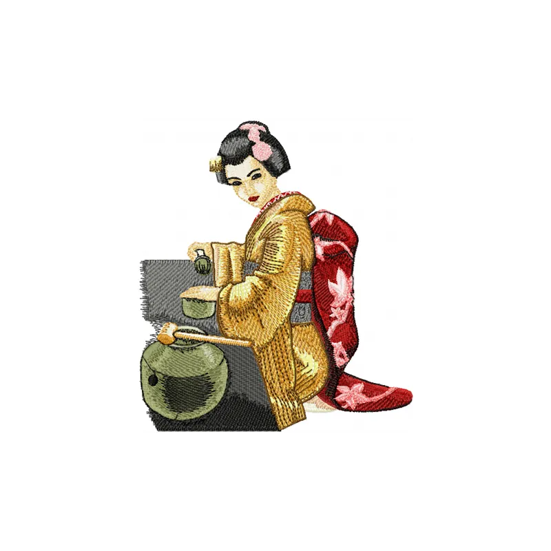 Tea Geisha embroidery design - Embroidery Design