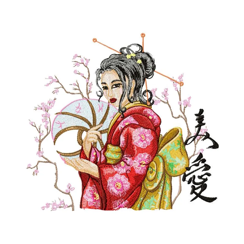 Geisha with Hairpin 2 embroidery design - Embroidery Design