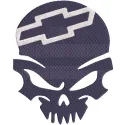 Chevrolet Logo Calavera Tuning Racing embroidery design featuring a vibrant skull and classic Chevrolet emblem.