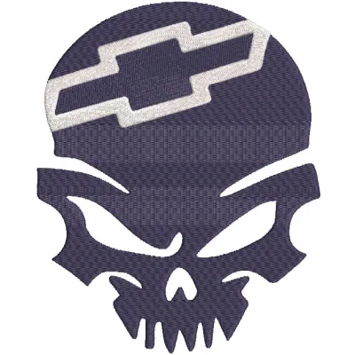 Chevrolet Logo Calavera Tuning Racing embroidery design featuring a vibrant skull and classic Chevrolet emblem.
