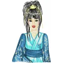Geisha in Blue embroidery design - Embroidery Design