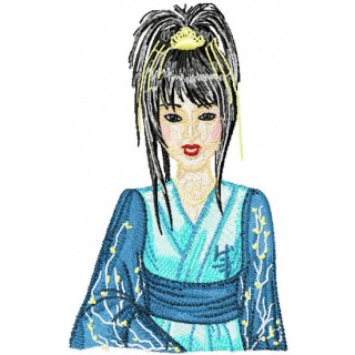 Geisha in Blue embroidery design - Embroidery Design