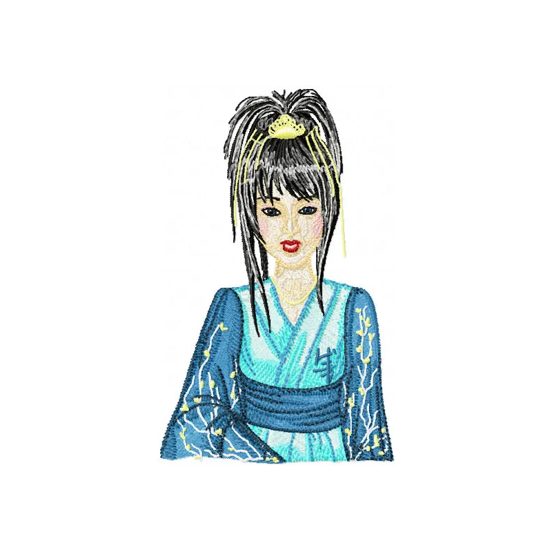 Geisha in Blue embroidery design - Embroidery Design