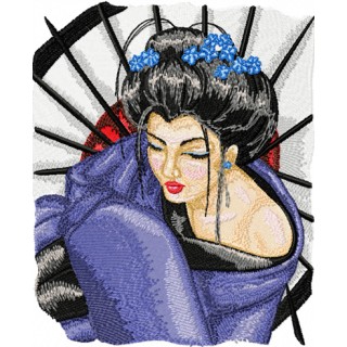 Geisha with Umbrella 2 embroidery design - Embroidery Design