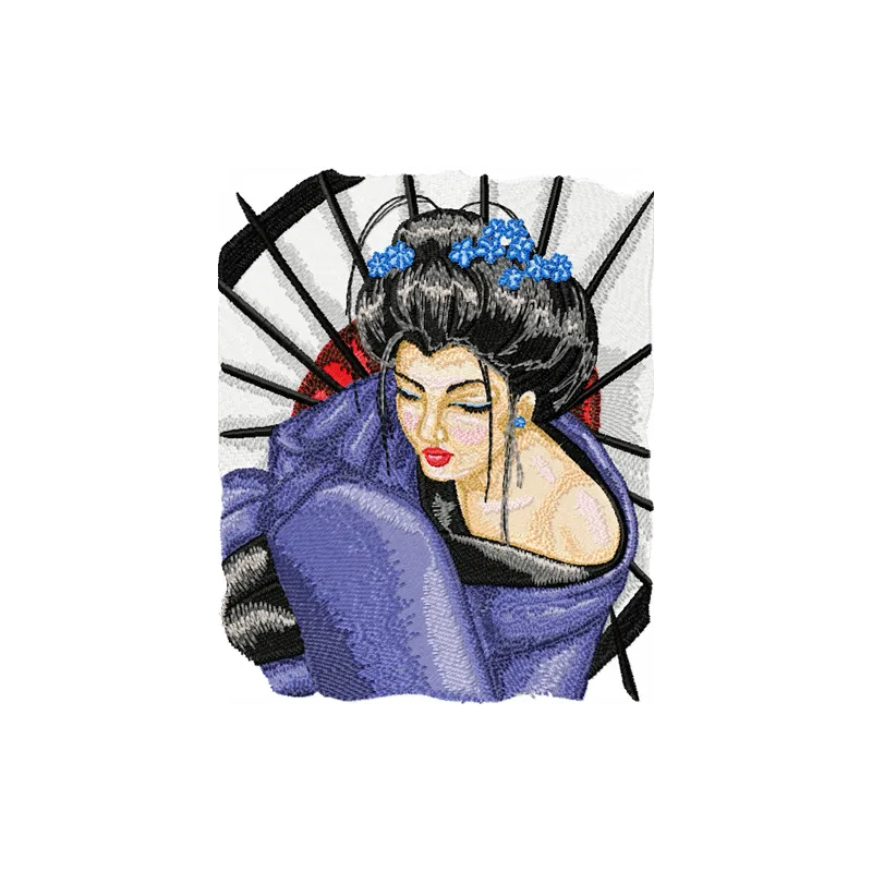 Geisha with Umbrella 2 embroidery design - Embroidery Design