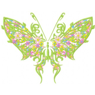 Fantastic Butterfly's Life in Flowers  embroidery design - Embroidery Design