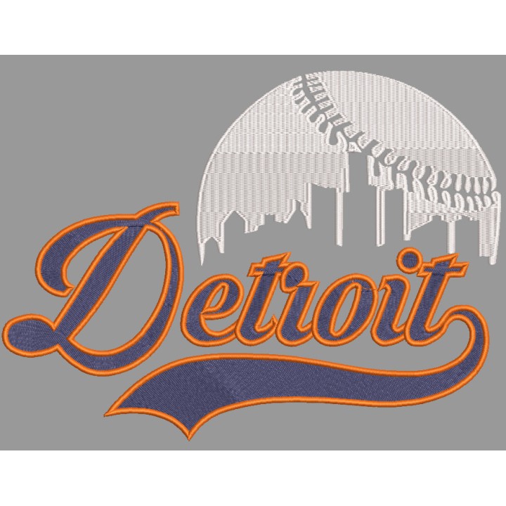 Detroit Tigers baseball logo embroidery design