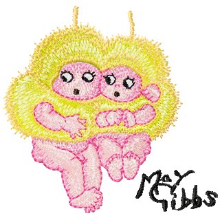 Snugglepot and Cuddlepie Together 2  embroidery design - Embroidery Design