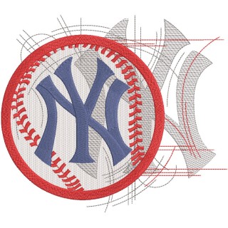 New York Yankees modern sketch logo embroidery design - Embroidery Design