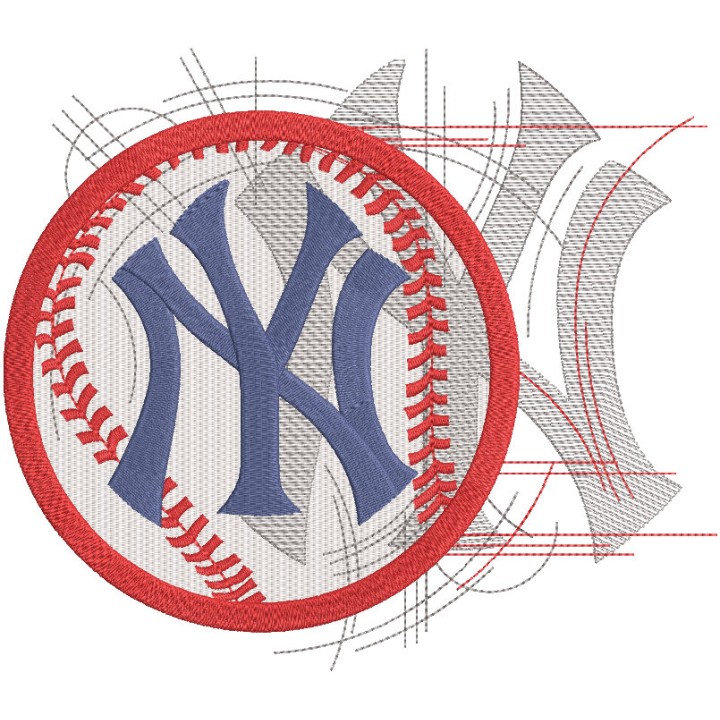 New York Yankees modern sketch logo embroidery design - Embroidery Design