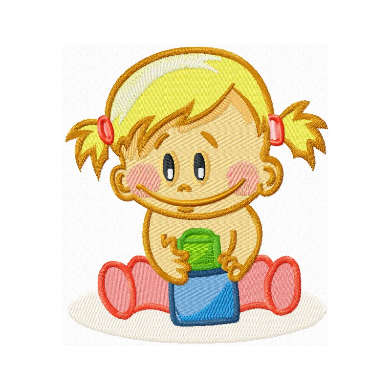 Baby Playing Embroidery Design - Sweet Nursery Pattern