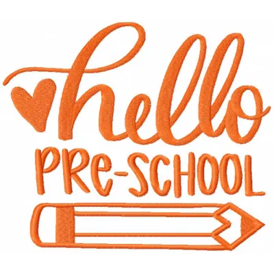 Hello Pre-School Heart Pencil Design | Back to School