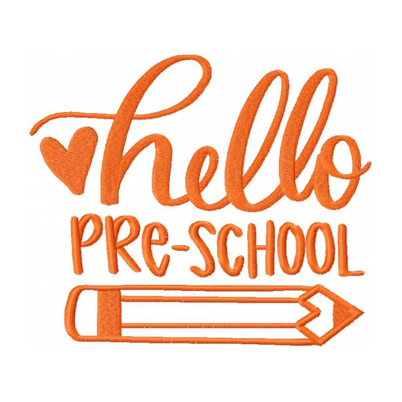 Hello Pre-School Heart Pencil Design | Back to School