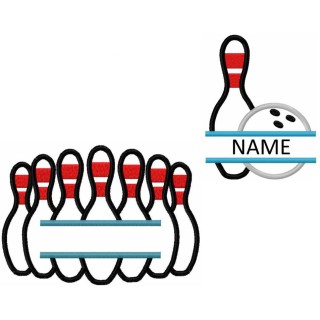 Outline Split Bowling set embroidery design - Embroidery Design