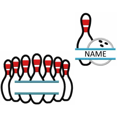 Bowling Strike Outline Design for Stitching