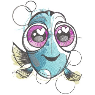 Dory sketch embroidery design - Embroidery Design