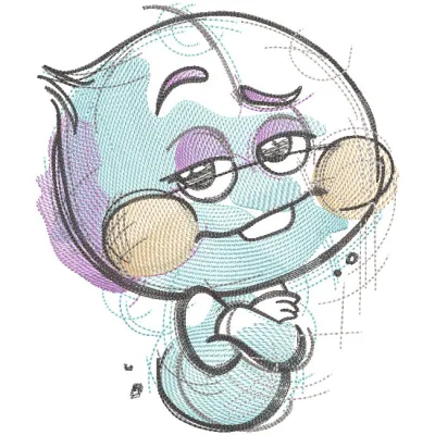 Soul 22 sketch embroidery design showcasing intricate stitching patterns and artistic details on fabric.