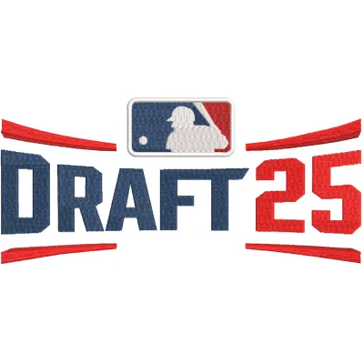 MLB Draft 2025 Primary Logo embroidery design featuring the official logo in vibrant colors on fabric.