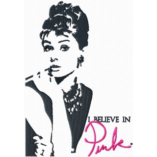 Audrey Hepburn I believe in Pink embroidery design - Embroidery Design
