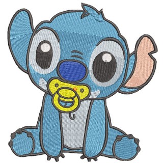 Stitch baby with pacifier embroidery design - Embroidery Design
