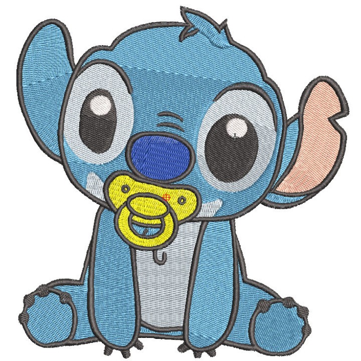 Stitch baby with pacifier embroidery design - Embroidery Design