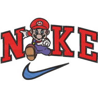 Nike running Mario logo embroidery design - Embroidery Design