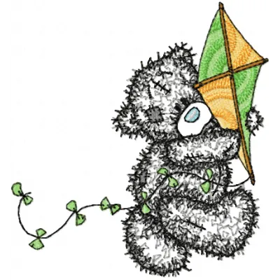 Teddy Bear Kite Applique Design - Kids Embroidery