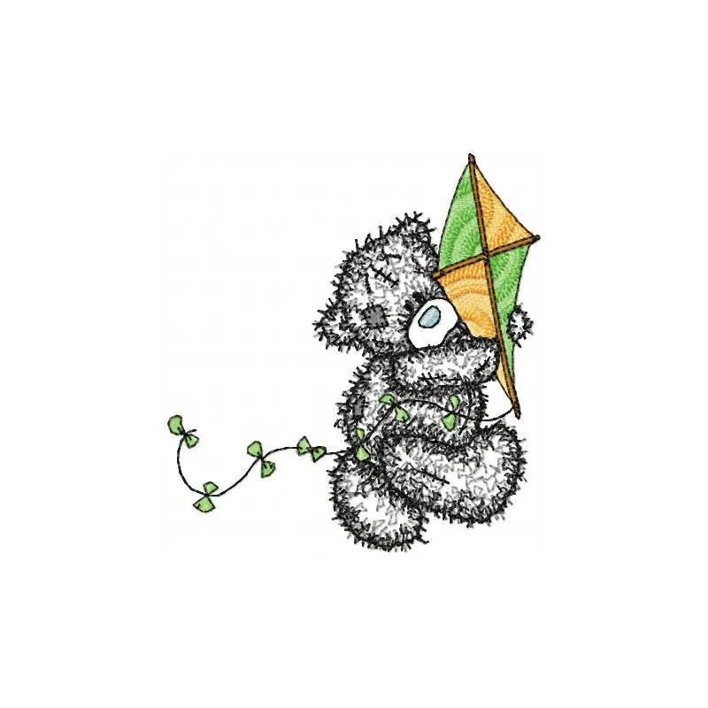 Teddy Bear Kite Applique Design - Kids Embroidery