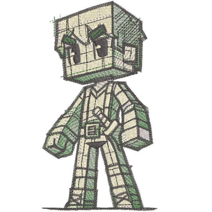 Minecraft warrior sketch embroidery design - Embroidery Design