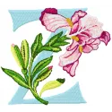 Iris Letter Z Embroidery Design - Floral Alphabet Pattern