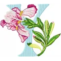 Iris Letter Y Design - Floral Alphabet Embroidery Pattern