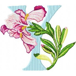 Iris Letter Y embroidery design - Embroidery Design