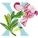Iris Letter X Design - Floral Alphabet Embroidery