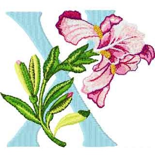 Iris Letter X embroidery design - Embroidery Design